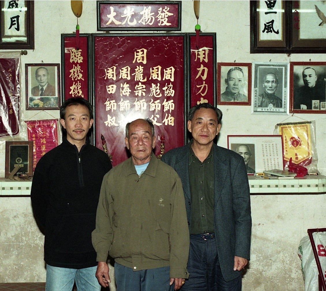 A photo with Master Zhou Jin Bo, Master Lim Chin Kim and Master Seet Chor Thong in the Ying Yong Tang School Hall.